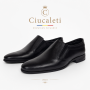 pantofi barbati eleganti negri din piele naturala fara siret GKR818EN